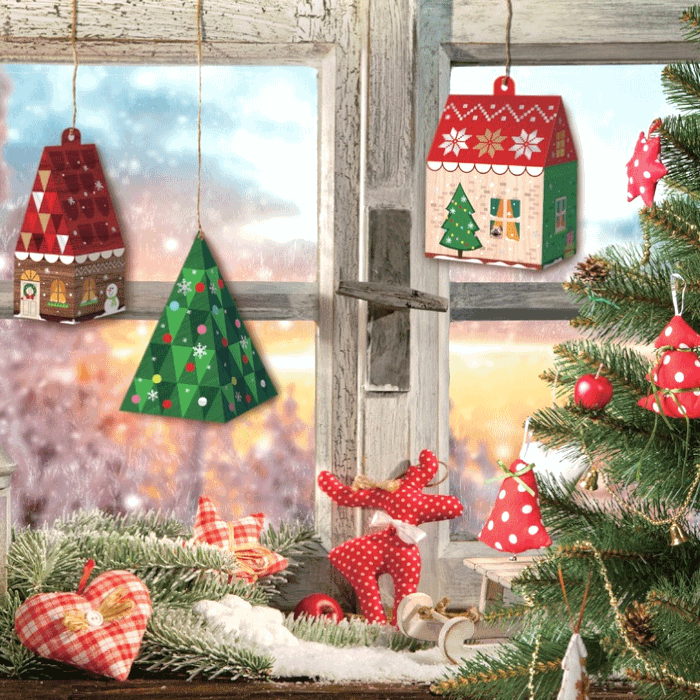 Lot De 12 Décorations De Noël En Verre, Mini Boules De Noël Rouges Et