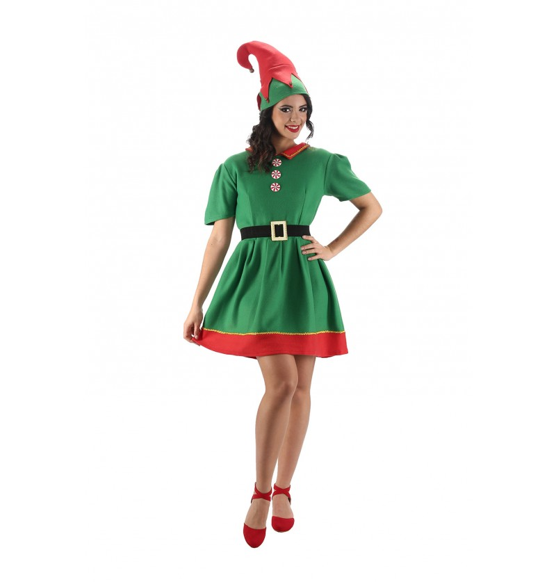 Costume D'elfe De Noël Pour Femme – Robe, Bonnet Et Chaussettes Assortis Pour Fêtes