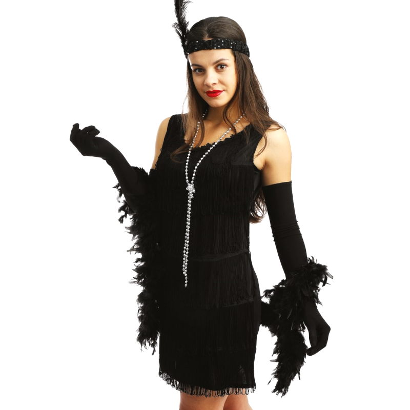 Accessoires Costume Charleston Années 20 - Boa Plume, Bandeau, Collier Perle, Fume-cigarette (noir, Rose, Rouge, Blanc)
