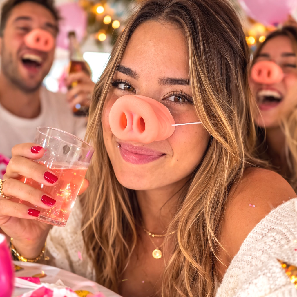 IPobie Lot De 4 Nez De Cochon En Caoutchouc – Accessoire Déguisement Halloween, Fête, Costume Animal Cochon Pour Adultes Et Enfants, Taille M