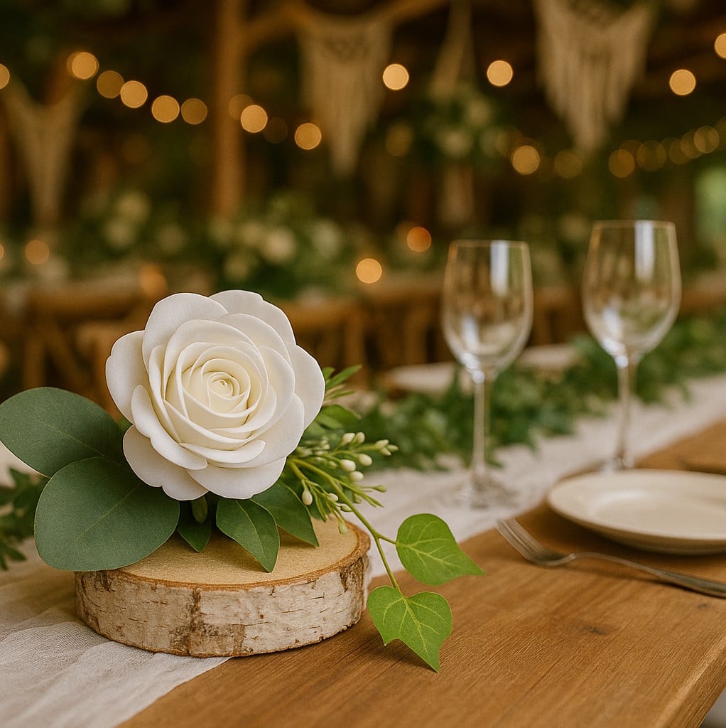 VOANZO 25 Rondelles Bois Plume – Décoration Mariage, DIY, Fête – Vierges Non Peintes, 5x2,5cm