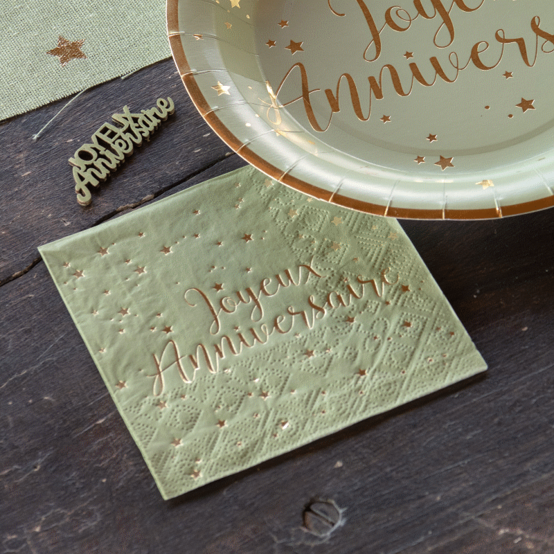 100 Serviettes En Papier Vert Sauge 25x25 Cm - Pour Mariage, Anniversaire, Dîner - Jetables Et Absorbantes